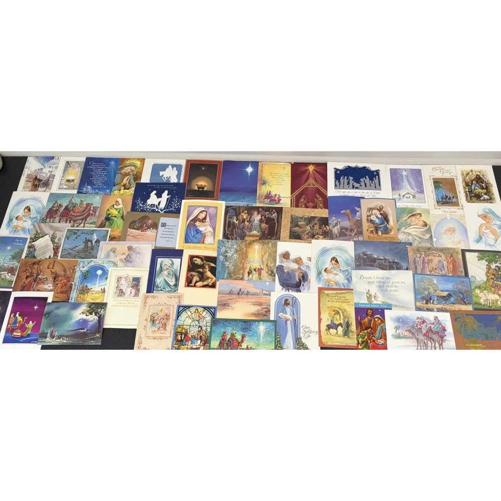 Vintage Christmas Cards Fronts ONLY Nativity Scrapbooking Crafts Lot of 50+